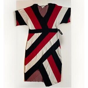 NY&C Knitted Red, White & Black Dress sz. L NWT